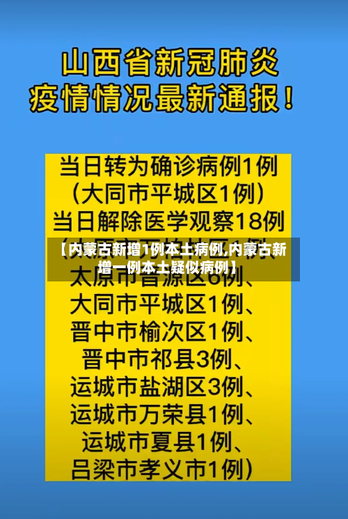 【内蒙古新增1例本土病例,内蒙古新增一例本土疑似病例】