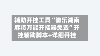 辅助开挂工具“微乐湖南麻将万能开挂器免费”开挂辅助脚本+详细开挂