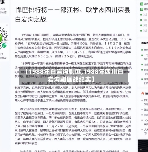 【1988年白岩沟剿匪,1988年四川白岩沟剿匪战纪实】-第3张图片